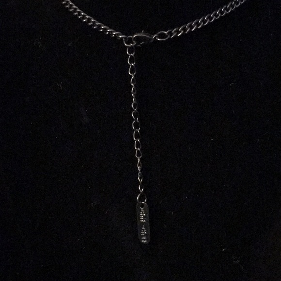 Silver tone rhinestone & blue stone necklace - Picture 4 of 4